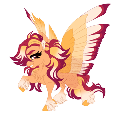 Size: 4600x4300 | Tagged: safe, artist:gigason, oc, oc only, oc:temper tantrum, pegasus, pony, g4, absurd resolution, adoptable, adult blank flank, blank flank, chest fluff, coat markings, colored, colored eyebrows, colored hooves, colored pinnae, colored pupils, colored wings, colored wingtips, eyelashes, female, female oc, fetlock tuft, flat colors, gradient legs, hair over one eye, hooves, hybrid tail, lidded eyes, long mane, long tail, looking back, magical lesbian spawn, mare, mare oc, multicolored tail, multicolored wings, offspring, orange coat, orange hooves, parent:pinkie pie, parent:spitfire, parents:spitpie, pegasus oc, pink wingtips, ponytail, red eyes, red mane, red pupils, red tail, simple background, smiling, socks (coat markings), solo, spiky mane, spiky tail, spread wings, standing, standing on three hooves, tail, tail feathers, thick eyebrows, thick eyelashes, three quarter view, three toned mane, three toned tail, tied mane, torn ear, transparent background, wings