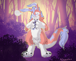 Size: 4500x3600 | Tagged: safe, artist:hellticket, absurd resolution, forest, furry, furry to pony, holding, horseshoes, magic, nature, outdoors, question mark, solo, transformation, transformation sequence, tree