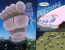 Size: 2750x2115 | Tagged: safe, artist:az12lol, silverstream, classical hippogriff, hippogriff, anthro, plantigrade anthro, g4, barefoot, barefooting, big feet, comic, crush fetish, crushed, crushing, dirt, dirty, dirty feet, feet, female, fetish, foot fetish, foot focus, giant hippogriff, giant/macro hippogriff, giantess, jewelry, macro, macro/micro, nail polish, outdoors, remake, size comparison, size difference, soles, solo, stomp, stomping, sweat, sweaty feet, toe ring, toenail polish, toenails, toes, underfoot