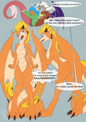 Size: 904x1280 | Tagged: safe, artist:sepisnake, discord, oc, draconequus, dragon, g4, crying, eris, human to dragon, rule 63, therapy, transformation, transformation sequence, twinning