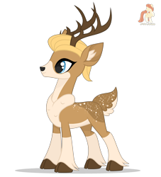 Size: 2500x2750 | Tagged: safe, artist:r4hucksake, oc, oc only, oc:golden years, deer, cloven hooves, male, simple background, solo, story included, transparent background