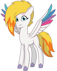 Size: 3843x4731 | Tagged: safe, artist:nguyendeliriam, zipp storm, pegasus, pony, g5, my little pony: tell your tale, absurd resolution, alternate hairstyle, colored wings, female, implied flare, mane swap, mare, multicolored wings, simple background, solo, spread wings, transparent background, wings