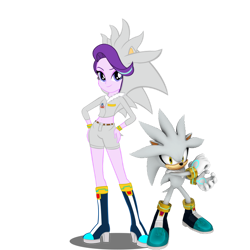 Size: 894x894 | Tagged: safe, artist:kalel156, starlight glimmer, hedgehog, human, mobian, anthro, equestria girls, g4, clothes, cosplay, costume, crossover, female, silver the hedgehog, simple background, solo, sonic the hedgehog (series), transparent background