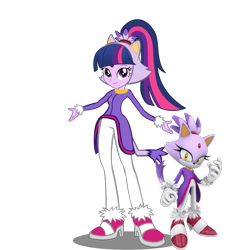 Size: 1024x1024 | Tagged: safe, artist:kalel156, twilight sparkle, cat, human, mobian, anthro, equestria girls, g4, blaze the cat, clothes, cosplay, costume, crossover, female, simple background, solo, sonic the hedgehog (series), transparent background