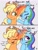 Size: 1536x2016 | Tagged: safe, artist:galaxy swirl, applejack, rainbow dash, earth pony, pegasus, pony, g4, 2 panel comic, applejack's hat, comic, cowboy hat, dialogue, duo, duo female, eyes closed, eyes open, female, freckles, hat, lesbian, looking at each other, looking at someone, mare, one eye closed, open mouth, open smile, ship:appledash, shipping, smiling, talking, wink