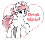 Size: 4855x4424 | Tagged: safe, artist:derpydoodesigns, artist:derpydooreviews, nurse redheart, earth pony, pony, g4, absurd resolution, female, heart, mare, raised hoof, simple background, solo, sticker, text, transparent background