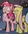 Size: 190x231 | Tagged: safe, fluttershy, pinkie pie, earth pony, pegasus, pony, g4, spoiler:comic, duo, duo female, female, fluttershy is not amused, shadow, unamused, unknown pony