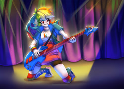 Size: 1772x1267 | Tagged: safe, artist:skobkazavr, rainbow dash, equestria girls, g4, guitar, musical instrument