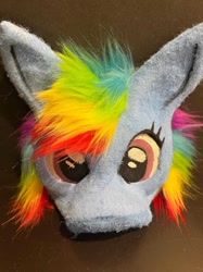 Size: 794x1059 | Tagged: safe, artist:tigerpawdesignstudio, rainbow dash, g4, fursuit head, irl, photo, solo