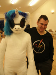 Size: 2736x3648 | Tagged: safe, artist:atalonthedeer, dj pon-3, vinyl scratch, human, g4, 2013, duo, fursuit, indoors, irl, irl human, photo, ponysuit, wwu