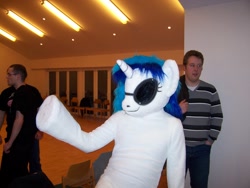 Size: 2304x1728 | Tagged: safe, artist:atalonthedeer, dj pon-3, vinyl scratch, human, g4, 2013, fursuit, indoors, irl, irl human, photo, ponysuit, solo focus, wwu