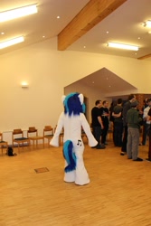 Size: 1382x2074 | Tagged: safe, artist:atalonthedeer, dj pon-3, vinyl scratch, human, g4, 2013, fursuit, indoors, irl, irl human, photo, ponysuit, solo focus, wwu