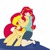 Size: 3353x3353 | Tagged: safe, artist:ponny, sunset shimmer, human, pony, unicorn, equestria girls, g4, clothes, colored, cute, eyes closed, happy, horn, hug, hugging a pony, human and pony, human ponidox, pony sized pony, self paradox, self ponidox, shimmerbetes, shorts, smiling, sweater