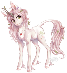 Size: 1600x1746 | Tagged: safe, artist:doekitty, oc, oc only, oc:hazel (doekitty), classical unicorn, pony, unicorn, chest fluff, cloven hooves, ear piercing, earring, female, horn, jewelry, leonine tail, mare, necklace, piercing, simple background, solo, transparent background, unshorn fetlocks, wood horn