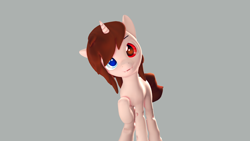 Size: 1920x1080 | Tagged: safe, artist:viksourcensfw, oc, oc only, oc:naudanamirovskaya, changepony, hybrid, unicorn, 3d, cute, gray background, heterochromia, holes, horn, looking at you, male, simple background, smiling, solo, source filmmaker, stallion