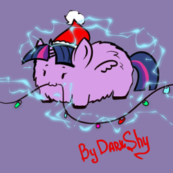 Size: 2048x2048 | Tagged: safe, artist:darkshy, twilight sparkle, alicorn, pony, g4, bread, commission, electricity, food, horn, newbie artist training grounds, signature, solo, too dumb to live, twilight sparkle (alicorn), ych result