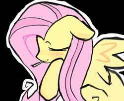 Size: 882x723 | Tagged: safe, artist:poniesinmyhead, fluttershy, pegasus, pony, g4, black background, cigarette, eyes closed, female, mare, outline, simple background, solo, white outline