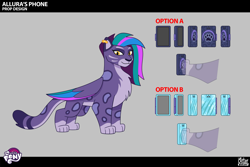 Size: 2667x1782 | Tagged: safe, allura, big cat, leopard, snow leopard, g5, my little pony: tell your tale, official, rainbows rollercoasters and the hopalottas, allura's phone, concept art, phone, snep