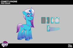 Size: 2081x1367 | Tagged: safe, comet (g5), auroricorn, pony, g5, my little pony: tell your tale, official, rainbows rollercoasters and the hopalottas, concept art, male, phone, solo, stallion