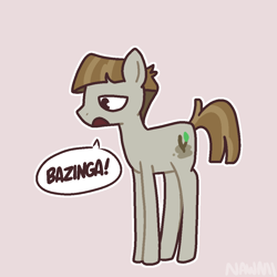 Size: 1000x1000 | Tagged: safe, artist:nawnii, mudbriar, earth pony, pony, g4, bazinga, male, sheldon cooper, simple background, solo, stallion, the big bang theory