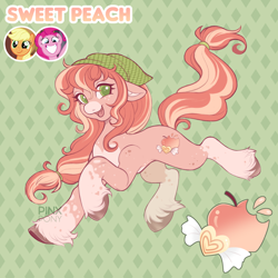 Size: 1900x1900 | Tagged: safe, artist:pinxpony, oc, oc only, oc:sweet peach, earth pony, pony, g4, earth pony oc, fusion, fusion:applejack, fusion:pinkie pie, solo