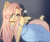 Size: 1771x1484 | Tagged: safe, artist:ponchik_art, fluttershy, pegasus, anthro, plantigrade anthro, g4, annoyed, blue dress, clothes, dress, ear fluff, emanata, eye clipping through hair, feet, female, frustrated, hair over one eye, leaning, looking at you, nightgown, solo, wings