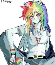 Size: 1478x1745 | Tagged: safe, artist:i870820, rainbow dash, human, g4, humanized, simple background, white background