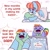 Size: 1188x1200 | Tagged: safe, artist:xconito, bow hothoof, rainbow dash, windy whistles, pegasus, pony, g4, 20% cooler, :o, >:o, angry, baby, baby rainbow dash, bed, birth, clothes, comic, cute, dress, family, father, father and child, father and daughter, female, filly, foal, holding, holding a pony, hospital, hospital bed, hospital gown, like father like daughter, like parent like child, male, mare, meme, mother, mother and child, mother and daughter, newborn, nine months in my womb making me suffer, open mouth, patient, pillow, ponified meme, shout, stallion, trio, yelling