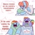 Size: 1188x1200 | Tagged: safe, artist:xconito, bow hothoof, rainbow dash, windy whistles, pegasus, pony, g4, 20% cooler, :o, >:o, angry, baby, baby rainbow dash, bed, clothes, comic, cute, dress, family, father, father and child, father and daughter, female, filly, foal, gown, holding, holding a pony, hospital, hospital bed, like father like daughter, like parent like child, male, mare, meme, mother, mother and child, mother and daughter, newborn, nine months in my womb making me suffer, open mouth, parent:bow hothoof, patient, pillow, ponified meme, shout, spanish, stallion, trio, yelling