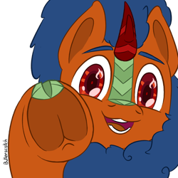 Size: 1920x1920 | Tagged: safe, artist:_butterscotch, oc, oc only, oc:jack masters, kirin, boop, commission, imminent boop, kirin oc, looking at you, smiling, solo, ych result