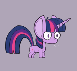 Size: 902x837 | Tagged: safe, artist:sarek aran desian, twilight sparkle, pony, unicorn, g4, big ears, big eyes, dialogue, female, horn, simple background, solo, tail, unicorn twilight