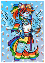 Size: 2500x3540 | Tagged: safe, artist:seuris1, rainbow dash, human, anthro, equestria girls, g4, element of generosity, element of honesty, element of kindness, element of laughter, element of loyalty, element of magic, elements of harmony, humanized, solo