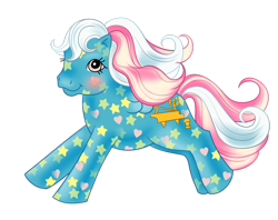 Size: 1280x1013 | Tagged: safe, artist:splooto, starglow, pegasus, pony, g1, blushing, female, glow 'n show ponies, mare, simple background, smiling, solo, tail, transparent background, wings