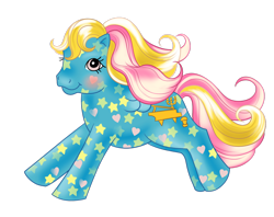 Size: 1280x1013 | Tagged: safe, alternate version, artist:splooto, starglow, pegasus, pony, g1, blushing, female, glow 'n show ponies, mare, simple background, smiling, solo, tail, transparent background, wings