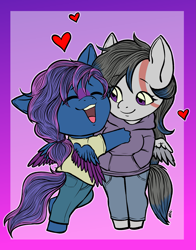 Size: 2039x2600 | Tagged: safe, artist:natt333, oc, pegasus, chibi, hug, pegasus oc