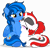 Size: 5232x5000 | Tagged: safe, artist:jhayarr23, oc, oc:red rocket, pegasus, pony, unicorn, blushing, chest fluff, commission, cutie mark, duo, duo female, eyes closed, female, freckles, horn, lying down, mare, pegasus oc, ponyloaf, ponytail, prone, sitting, smiling, unicorn oc, ych result