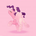 Size: 2480x2480 | Tagged: safe, artist:starburstuwu, pipp petals, pegasus, pony, g5, adorapipp, alternate hairstyle, ballerina, ballet slippers, beautiful, bow, butt, clothes, cute, eyes closed, female, hair bow, high res, leotard, mare, nose in the air, pink background, plot, simple background, smiling, solo, spread wings, standing on two hooves, starburstuwu is trying to murder us, tail, tail bow, tights, wings