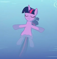 Size: 383x399 | Tagged: safe, edit, edited screencap, screencap, twilight sparkle, unicorn, deep tissue memories, g4, my little pony: friendship is forever, belly, cropped, eyes closed, female, floating, horn, lounging, mare, relaxed, smiling, solo, swimming pool, unicorn twilight, water