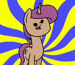 Size: 2960x2567 | Tagged: safe, artist:ewoudcponies, oc, oc:jazzy saddles, pony, unicorn, face, female, high res, horn, mare, open mouth, open smile, smiling, solo, swirly background