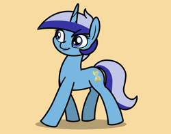 Size: 2048x1606 | Tagged: safe, artist:ewoudcponies, minuette, pony, unicorn, g4, female, horn, mare, simple background, smiling, solo, walking, yellow background