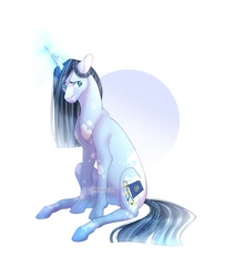 Size: 1262x1557 | Tagged: safe, artist:momoalistair, oc, oc only, oc:gloomy rain, pony, unicorn, abstract background, braid, female, horn, mare, sitting, solo