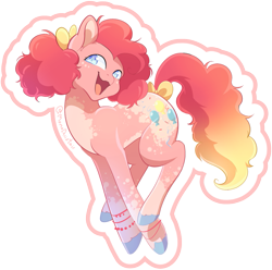 Size: 1231x1223 | Tagged: safe, artist:momoalistair, pinkie pie, earth pony, pony, g4, alternate design, bow, bracelet, female, hair bow, jewelry, mare, solo, tail, tail bow, unshorn fetlocks