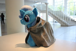 Size: 1272x848 | Tagged: safe, trixie, galacon, g4, 2015, cape, clothes, indoors, irl, photo, plushie