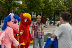 Size: 4928x3264 | Tagged: safe, big macintosh, firefly, human, galacon, g1, g4, 2015, fursuit, irl, irl human, outdoors, photo, ponysuit