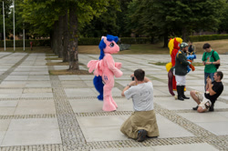 Size: 4323x2863 | Tagged: safe, big macintosh, firefly, human, galacon, g1, g4, 2015, fursuit, irl, irl human, outdoors, photo, ponysuit