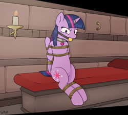 Size: 1500x1350 | Tagged: safe, artist:seltiox, twilight sparkle, alicorn, pony, g4, arm behind back, ballgag, bondage, bound, bound and gagged, bound wings, captured, caught, chest fluff, choker, collar, damsel in distress, digital art, dungeon, female, femsub, fetish, gag, helpless, hooves behind back, horn, horn ring, human shoulders, jewelry, kidnapped, magic suppression, mare, peril, prison, restrained, ring, rope, rope bondage, ropes, solo, submissive, tied up, twilight sparkle (alicorn), wings