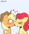 Size: 1773x2048 | Tagged: safe, artist:eltrash_art6, applejack, strawberry sunrise, earth pony, pegasus, pony, g4, applejack's hat, blushing, cowboy hat, duo, duo female, eyes closed, female, flustered, freckles, french kiss, gray background, hat, heart, kissing, lesbian, making out, mare, ship:applerise, shipping, simple background, sweat, sweatdrop, tongue out