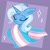 Size: 1687x1703 | Tagged: safe, artist:cinnamontee, trixie, pony, unicorn, abstract background, bust, female, horn, mare, portrait, pride, pride flag, solo, trans female, trans trixie, transgender, transgender pride flag