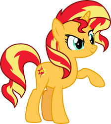 Size: 3000x3348 | Tagged: safe, alternate version, artist:cloudy glow, sunset shimmer, pony, unicorn, g4, female, horn, missing accessory, simple background, solo, transparent background, vector