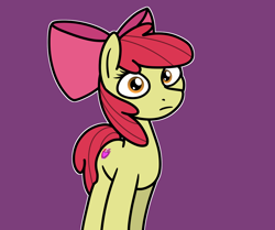 Size: 2048x1712 | Tagged: safe, artist:ewoudcponies, apple bloom, earth pony, pony, g4, female, filly, foal, frown, looking at you, purple background, simple background, solo